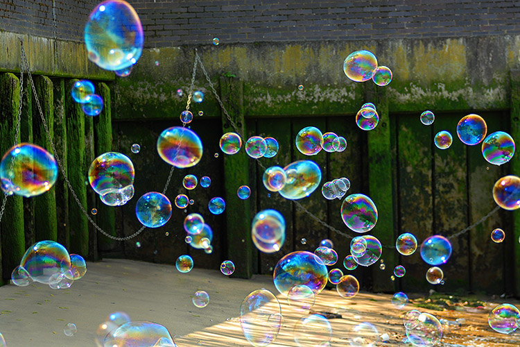 Bubbles over River Thames, London.